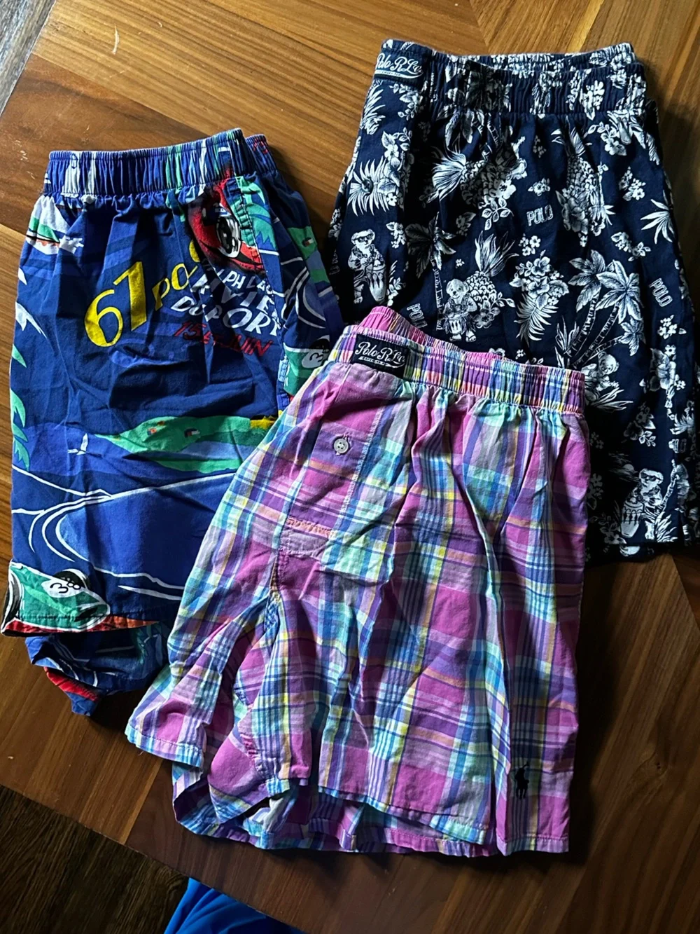 3 Polo Ralph Lauren Pink Multicolor Plaid Boxers Riviera Du Port Hawaiian Bears